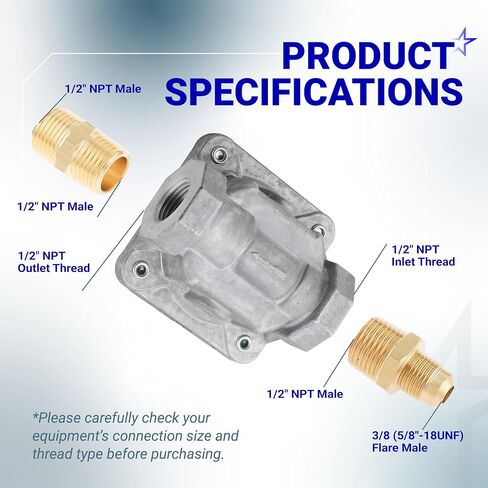 BlueStars 1/2" Gas Pressure Regulator, Adjustable Natural Gas and Liquefied Interchange Pressure Regulator with 2 Brass 1/2" NPT Conversion Adapters for NG/LPG Applications Grill, Heater, Oven, Stove in Kuwait
