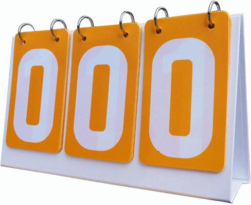 Sports Scoreboard Flip Number Score Board 3 Digit Score Keeper Tabletop Score Flipper PVC Material Manual Score Counter Suitable for Basketball Footba, Yellow in Kuwait