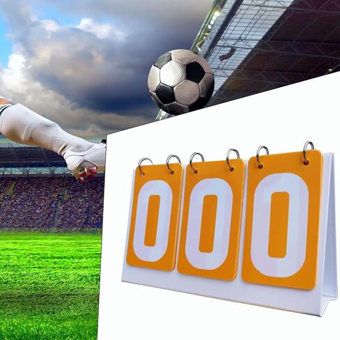 Sports Scoreboard Flip Number Score Board 3 Digit Score Keeper Tabletop Score Flipper PVC Material Manual Score Counter Suitable for Basketball Footba, Yellow in Kuwait