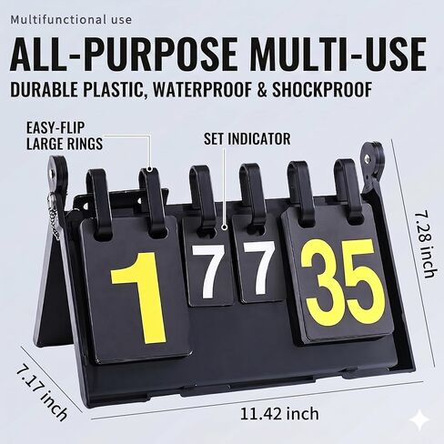 Portable Flip Scoreboard, 6 Digits Tabletop Score Flipper Flip Score Keeper, Sport Scoreboard for Indoor & Outdoor Sports, Sports Supplies Score Board for Games in Kuwait