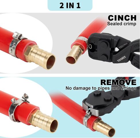 124PCS 10-Sizes Single Ear Hose Clamps with Ear Clamp Plier, 304 Stainless Steel 7-28.6mm Stepless Crimp Cinch Rings Assortment Kit for Automotive, Home Appliance, Pipe, Fuel Line, Plumbing in Kuwait
