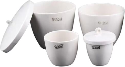 برطمان سيراميك، معدات مختبرية، برطمان بورسلين بغطاء - متوفر جميع الأحجام من 5 مل إلى 300 مل (100 مل 5 قطع) in Kuwait