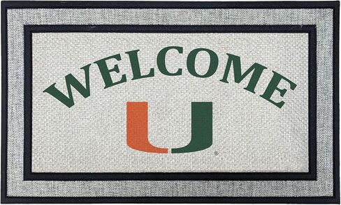 سجادة KH Sports Fan مقاس 18×30 باللون الرمادي Miami Hurricanes Welcome Doormat NCAA in Kuwait