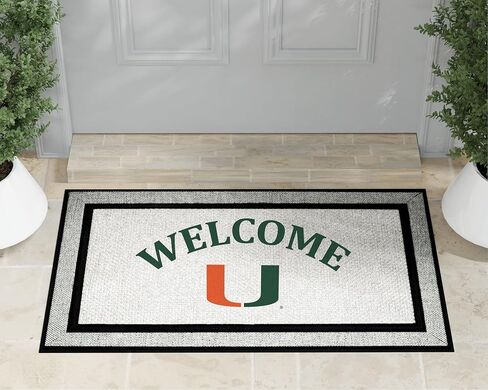 سجادة KH Sports Fan مقاس 18×30 باللون الرمادي Miami Hurricanes Welcome Doormat NCAA in Kuwait