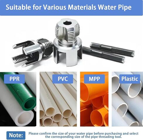 Pipe Tapping and Threading Tool, Pipe Thread Cutting Tool, PVC Pipe Threader, Premium Carbon Steel Internal & External Pipe Threader for All Electric Drills, Compatible for Home Repair (1/2"+3/4") in Kuwait