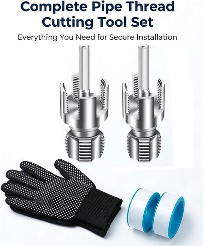 Pipe Tapping and Threading Tool, Pipe Thread Cutting Tool, PVC Pipe Threader, Premium Carbon Steel Internal & External Pipe Threader for All Electric Drills, Compatible for Home Repair (1/2"+3/4") in Kuwait