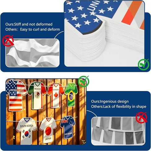2026 World Cup Jersey-Shaped Decorations Flag Banners,48 Country Flags for World Cup Party Decorations,Flags of the World for Bar, Patio,Yard,Soccer Party,Living Room,Training Ground in Kuwait