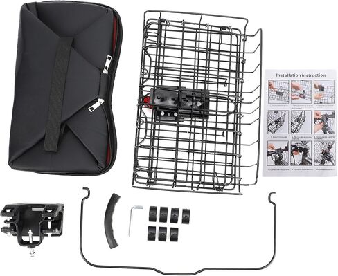 Bike Front Basket Kit Quick-Release Detachable Metal Basket with Removable Liner Bag for Groceries Pets Bikes in Kuwait