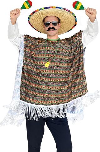 6pcs القبعات المكسيكية Sombrero Hats Cinco de Mayo الزي Mariachi البالغ Maracas قلادة شارب وهمية هالوين in Kuwait
