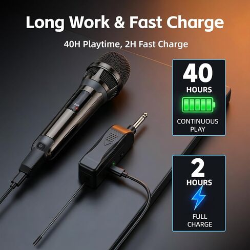 Wireless Microphones for Karaoke Singing, Professional Dual Cordless Mic System , 500ft Long Range Dual Handheld Cordless& LED Display, Dynamic Karaoke Microphone for Singing, DJ, Church, Party in Kuwait