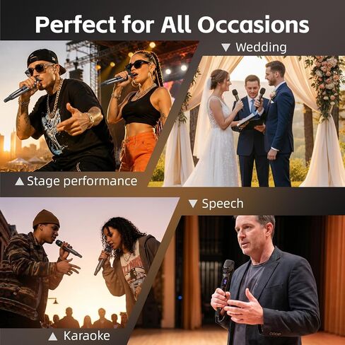 Wireless Microphones for Karaoke Singing, Professional Dual Cordless Mic System , 500ft Long Range Dual Handheld Cordless& LED Display, Dynamic Karaoke Microphone for Singing, DJ, Church, Party in Kuwait