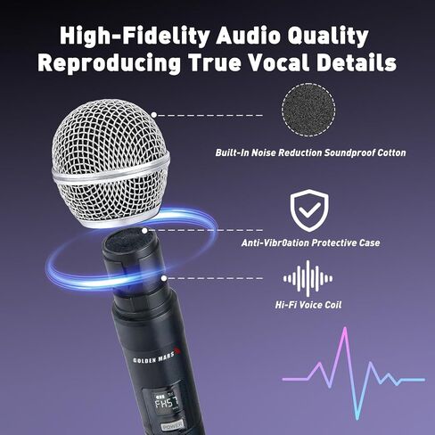 Wireless Microphones - AI Auto Match Channel Mics, Upgraded 2.4GHz 500FT Extra-Long Range Stable Receiving Rechargeable Microfono Inalambrico for Karaoke Singing DJ Church Classroom in Kuwait