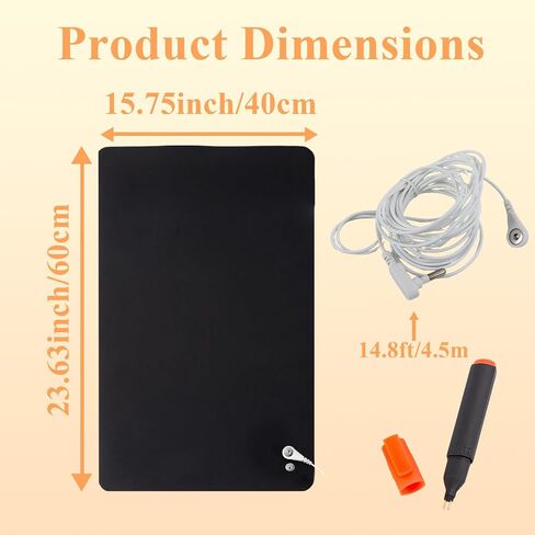 Grounding Mat for Feet, Earth Mat for Sleep Improvement, Back Pain Relief, Muscle Relaxation & Stress, Wellness Grounding Pad, Includes 14.8" Cord and Tester in Kuwait
