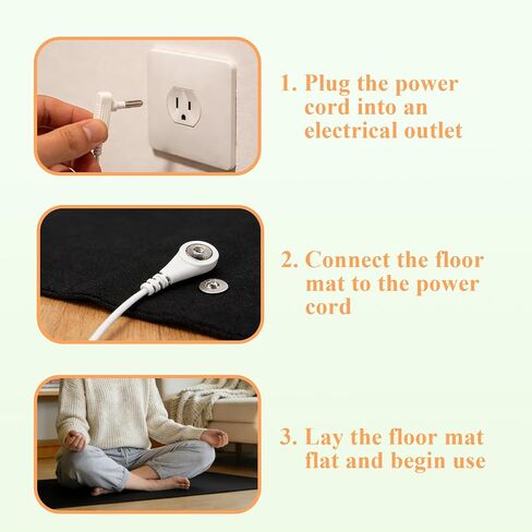 Grounding Mat for Feet, Earth Mat for Sleep Improvement, Back Pain Relief, Muscle Relaxation & Stress, Wellness Grounding Pad, Includes 14.8" Cord and Tester in Kuwait