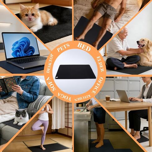 Grounding Mat for Feet, Earth Mat for Sleep Improvement, Back Pain Relief, Muscle Relaxation & Stress, Wellness Grounding Pad, Includes 14.8" Cord and Tester in Kuwait