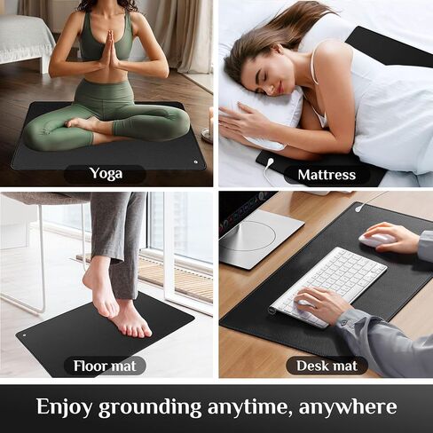 Grounding Mat for Work, Earth Grounding Pad with Conductivity Test Pen & 15ft Grounding Cord, Grounded Mats for Pain Relief, Muscle Relaxation, Indoor Grounding at Home, Office, Work. (10x26.7in) in Kuwait