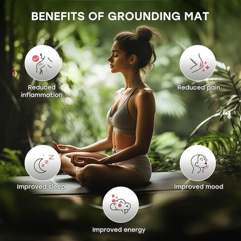 Grounding Mat for Work, Earth Grounding Pad with Conductivity Test Pen & 15ft Grounding Cord, Grounded Mats for Pain Relief, Muscle Relaxation, Indoor Grounding at Home, Office, Work. (10x26.7in) in Kuwait