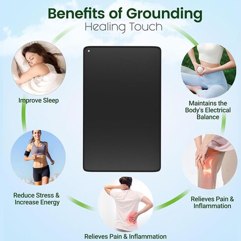 Grounding Mat for Work, Earth Grounding Pad with Conductivity Test Pen & 15ft Grounding Cord, Grounded Mats for Pain Relief, Muscle Relaxation, Indoor Grounding at Home, Office, Work. (10x26.7in) in Kuwait