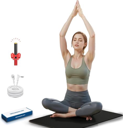 Grounding Mat for Work, Earth Grounding Pad with Conductivity Test Pen & 15ft Grounding Cord, Grounded Mats for Pain Relief, Muscle Relaxation, Indoor Grounding at Home, Office, Work. (10x26.7in) in Kuwait