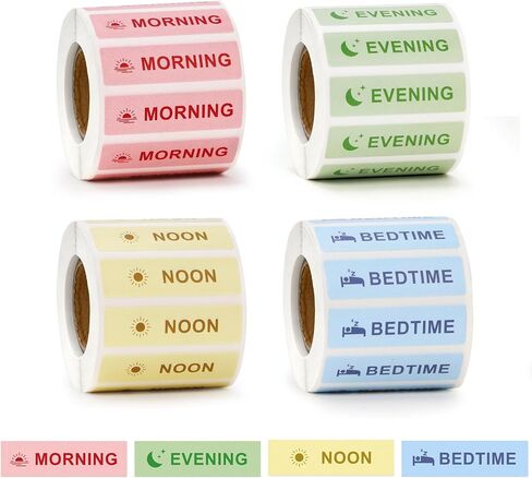 3200PCS Medicine Reminder Stickers Medication Instruction Stickers Morning Noon Evening Bedtime Medicine Labels for Pill Case Planner Pocket Pharmacy Labels 1.57 x 0.43 Inches in Kuwait