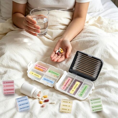 3200PCS Medicine Reminder Stickers Medication Instruction Stickers Morning Noon Evening Bedtime Medicine Labels for Pill Case Planner Pocket Pharmacy Labels 1.57 x 0.43 Inches in Kuwait