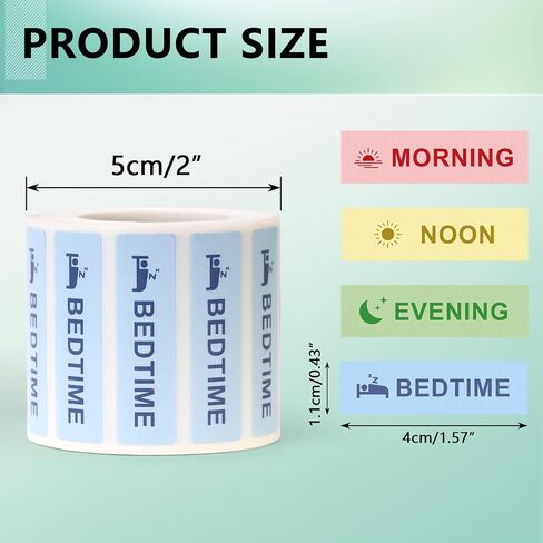 3200PCS Medicine Reminder Stickers Medication Instruction Stickers Morning Noon Evening Bedtime Medicine Labels for Pill Case Planner Pocket Pharmacy Labels 1.57 x 0.43 Inches in Kuwait