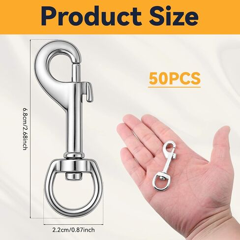 SHENLIU 50 Pcs Swivel Snap Hooks for Dog Leash, Heavy Duty 2.7 Inch Flag Clasp Single Ended Swivel Clip Multipurpose Bolt Snap for Keychain Camera Strap Linking Pet Leash in Kuwait