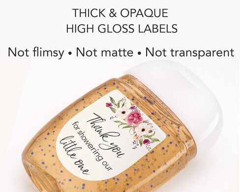 30 Pack Pink Baby Shower 1 oz Mini Hand Sanitizer Favor Labels – “Thanks for Showering Our Little One" Stickers, High Gloss Waterproof Floral Garden Theme It’s a Girl Shower Party Favors S400-1 in Kuwait