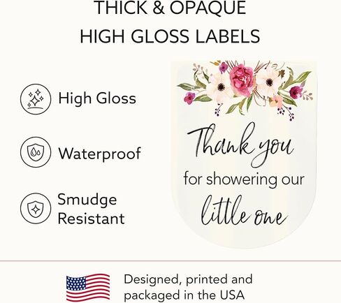 30 Pack Pink Baby Shower 1 oz Mini Hand Sanitizer Favor Labels – “Thanks for Showering Our Little One" Stickers, High Gloss Waterproof Floral Garden Theme It’s a Girl Shower Party Favors S400-1 in Kuwait