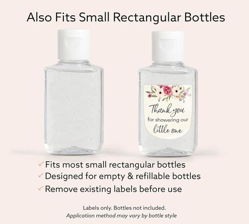 30 Pack Pink Baby Shower 1 oz Mini Hand Sanitizer Favor Labels – “Thanks for Showering Our Little One" Stickers, High Gloss Waterproof Floral Garden Theme It’s a Girl Shower Party Favors S400-1 in Kuwait