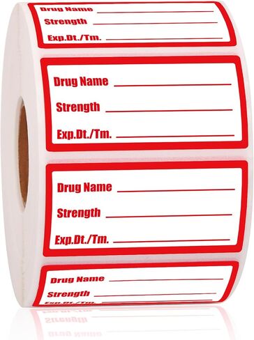 1200pcs Drug Name Stickers for Medication Containers 1x2 Inch Medication Strength Label for Prescription Bottles Pill Organizers Pharmacy Use Veterinary Instruction Labels Reminder Labels in Kuwait