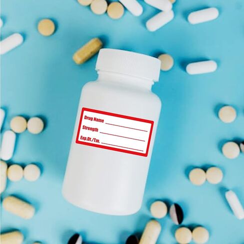 1200pcs Drug Name Stickers for Medication Containers 1x2 Inch Medication Strength Label for Prescription Bottles Pill Organizers Pharmacy Use Veterinary Instruction Labels Reminder Labels in Kuwait