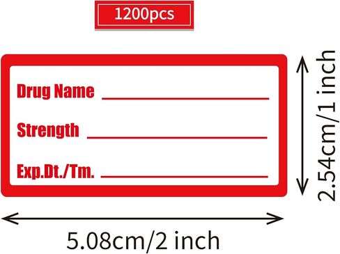 1200pcs Drug Name Stickers for Medication Containers 1x2 Inch Medication Strength Label for Prescription Bottles Pill Organizers Pharmacy Use Veterinary Instruction Labels Reminder Labels in Kuwait