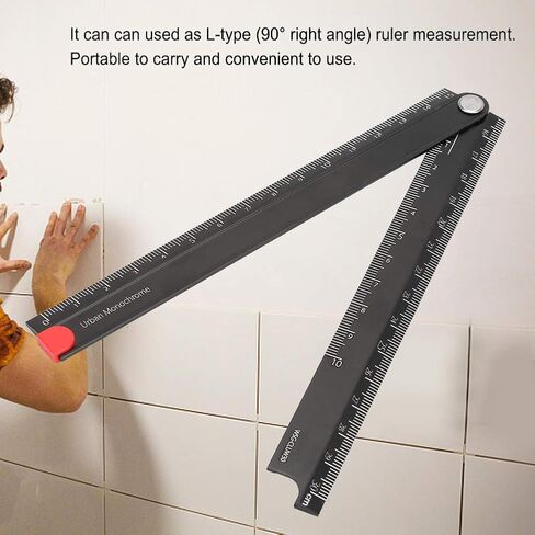 Aluminum Alloy Foldable Ruler, 0-300mm Measurement Range Multi Ruler, 90 Folding Stationery Measuring Tool, for Architects Artists Office in Kuwait