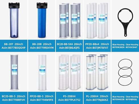 Geekpure 20 Inch Clear Whole House Water Filter Housing - 1" NPT Plastic Port-Fit 4.5 x 20 Inch Filters in Kuwait