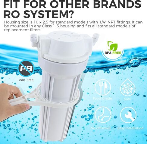 10 Inch Reverse Osmosis Water Filter Housing, 1/4" Port, 2.5" Diameter, Replacement Membrane Housing for RO Filtration Systems in Kuwait