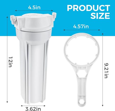 10 Inch Reverse Osmosis Water Filter Housing, 1/4" Port, 2.5" Diameter, Replacement Membrane Housing for RO Filtration Systems in Kuwait