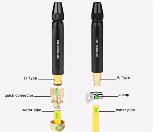Portable High Pressure Washing Water Gun Adjustable Nipple Type Direct Spray Car Wash Nozzle Home Garden Shower Watering Hose in Kuwait