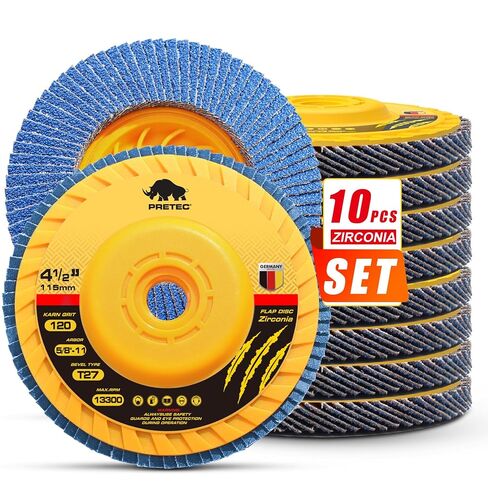 Flap Discs 4 1/2 for Angle Grinder no Tools Installation 40 Grit, 4.5" x 7/8" High Density Trimmable Zirconia Type 27 Flap Sanding Disc for Grinding, Rust Removal and Sanding (10 Pack) in Kuwait