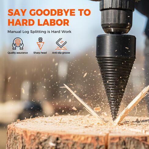 Wood Splitter Drill Set, Easy Splitter Detachable Drill Bit, 32mm Heavy Duty Wood Splitting Screw Cone for Hand Drill, Multi Purpose Wood Splitter Cone Bit for Drill for Woodworkers (42mm) in Kuwait