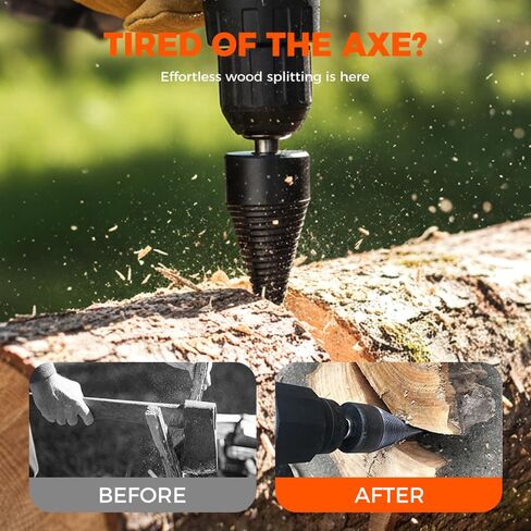 Wood Splitter Drill Set, Easy Splitter Detachable Drill Bit, 32mm Heavy Duty Wood Splitting Screw Cone for Hand Drill, Multi Purpose Wood Splitter Cone Bit for Drill for Woodworkers (42mm) in Kuwait