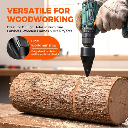 Wood Splitter Drill Set, Easy Splitter Detachable Drill Bit, 32mm Heavy Duty Wood Splitting Screw Cone for Hand Drill, Multi Purpose Wood Splitter Cone Bit for Drill for Woodworkers (42mm) in Kuwait