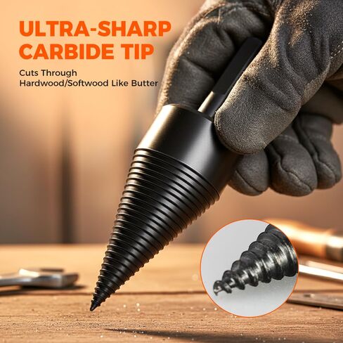 Wood Splitter Drill Set, Easy Splitter Detachable Drill Bit, 32mm Heavy Duty Wood Splitting Screw Cone for Hand Drill, Multi Purpose Wood Splitter Cone Bit for Drill for Woodworkers (42mm) in Kuwait
