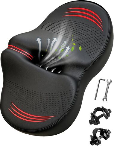 Noseless Oversized Bike Seat Replacement, NEW Comfortable Extra Wide 13.6" Padded Bicycle Seat Cushion for Men and Women, Comfort Bike Saddle for Peloton Bike, Exercise, Cruiser, Mountain Bikes in Saudi Arabia
