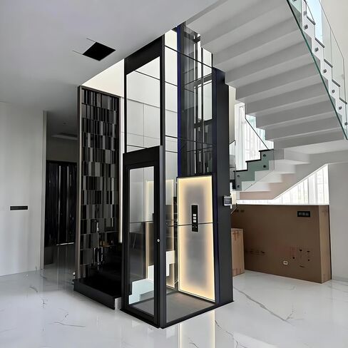 Mini Electric Home Elevator with Auto Power-Off Leveling, Modern Traction Drive Elevator with Anti-Pinch Light Curtain for Private Mansion & Apartment Suite Indoor Space in Kuwait
