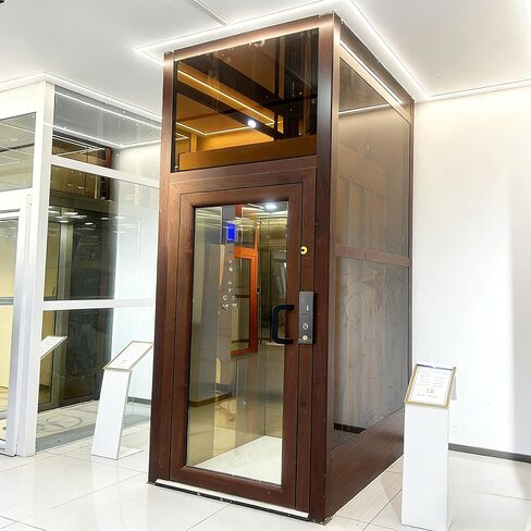 Mini Electric Home Elevator with Auto Power-Off Leveling, Modern Traction Drive Elevator with Anti-Pinch Light Curtain for Private Mansion & Apartment Suite Indoor Space in Kuwait