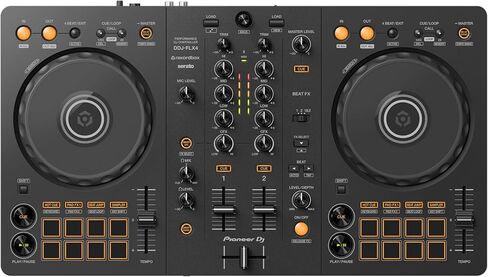 حزمة وحدة تحكم DJ Pioneer DDJ-FLX4 مع شاشات سطح مكتب Pioneer DM-50D-BT Bluetooth ووسادات عزل Gator - متضمنة rekordbox وSerato، صوت لاسلكي aptX منخفض الكمون in Kuwait