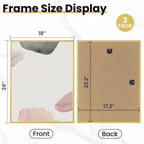 Fun Memories 12x16 Poster Frame for Photo, Posters & Art Prints, Horizontal or Vertical Wall Mounting Scratch-Proof Wall Gallery Photo Frame (Black, 3 Pack) in Saudi Arabia