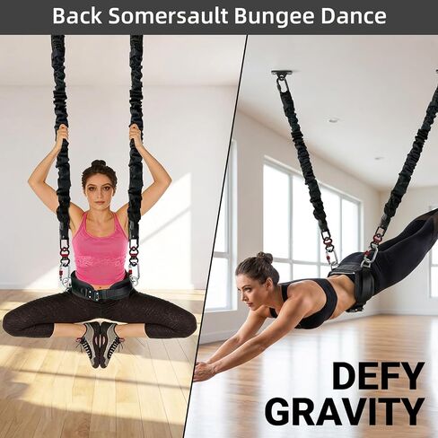 PRIOR FITNESS Back Somersault Bungee Dance Set, CE Certified, Backward Flip Training Equipment with Padded Waist Belt, Heavy-Duty Cords & Safety Swivels for Fitness Taekwondo Martial Arts Kickboxing in Kuwait