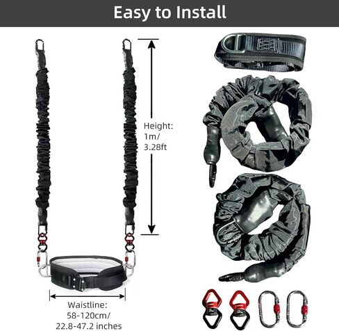 PRIOR FITNESS Back Somersault Bungee Dance Set, CE Certified, Backward Flip Training Equipment with Padded Waist Belt, Heavy-Duty Cords & Safety Swivels for Fitness Taekwondo Martial Arts Kickboxing in Kuwait